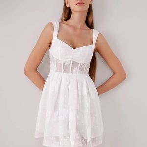Chiffon Floral Corset Ruffle Mini Dress